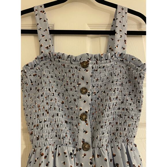 Milkmaid cottagecore floral print sleeveless smocked dress/ long top size medium - Picture 7 of 9